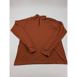 Fabletics Shirt Mens Large Orange Athletic 1/4 Zip Pullover Long Sleeve Nylon